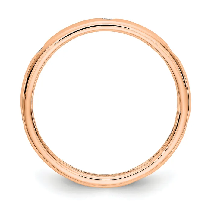 Goldia Rings Solid Real 14k Rose Gold 110CT Polished Bezel Set CZ Eternity Wedding Band Ring