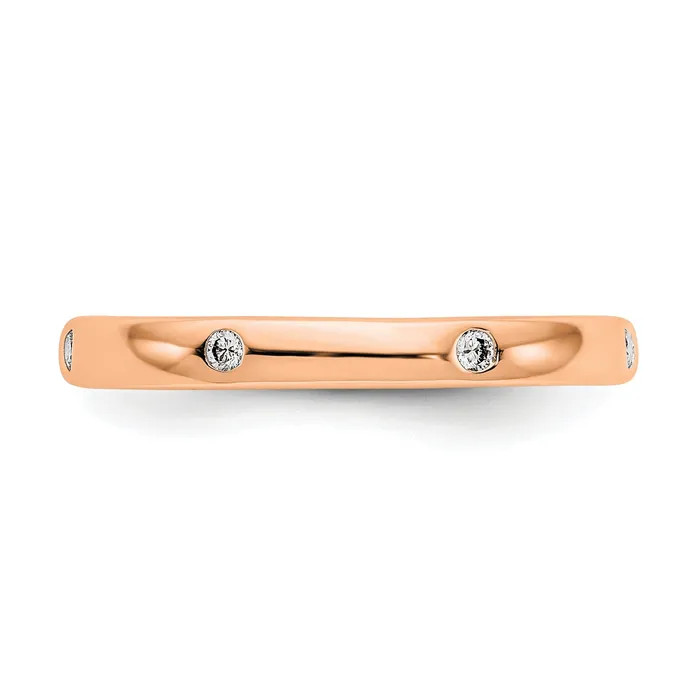 Goldia Rings Solid Real 14k Rose Gold 110CT Polished Bezel Set CZ Eternity Wedding Band Ring