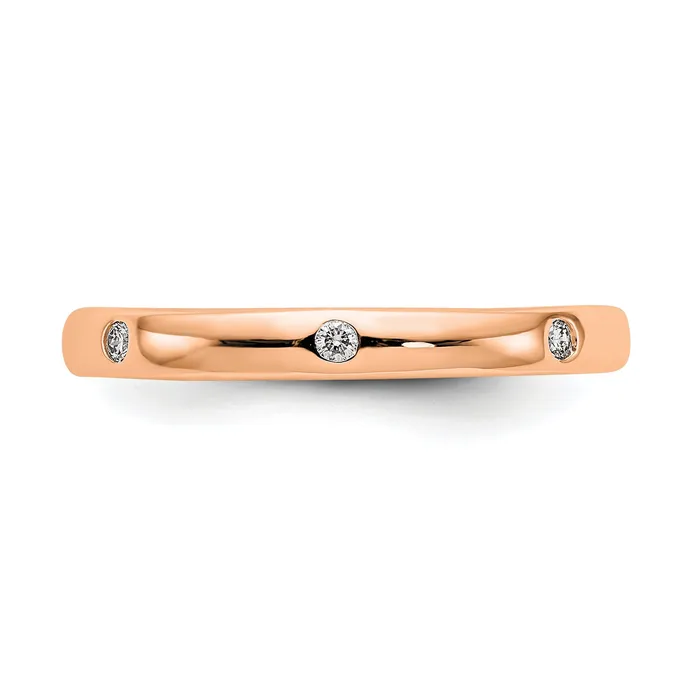 Goldia Rings Solid Real 14k Rose Gold 110CT Polished Bezel Set CZ Eternity Wedding Band Ring