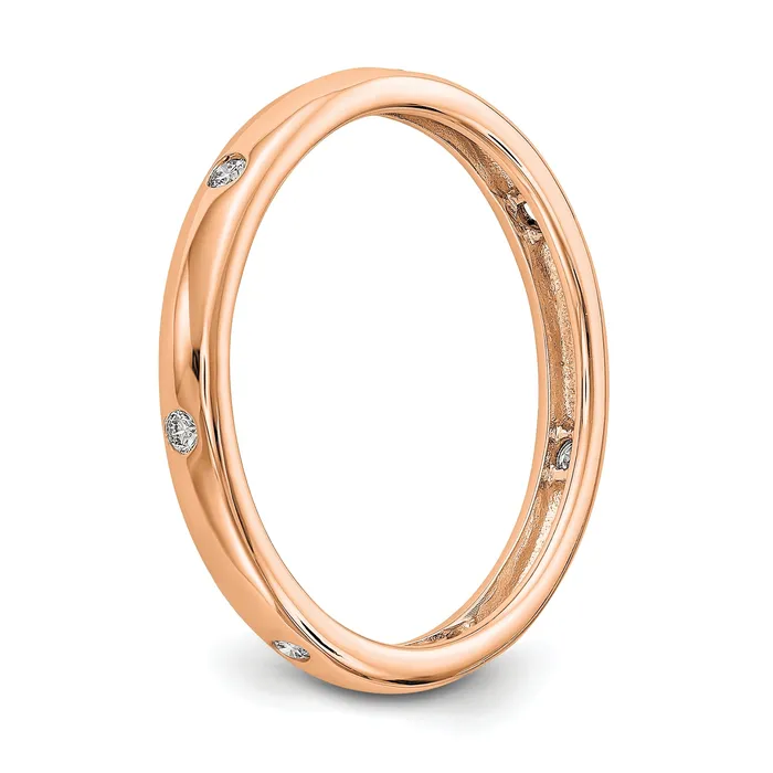 Goldia Rings Solid Real 14k Rose Gold 110CT Polished Bezel Set CZ Eternity Wedding Band Ring