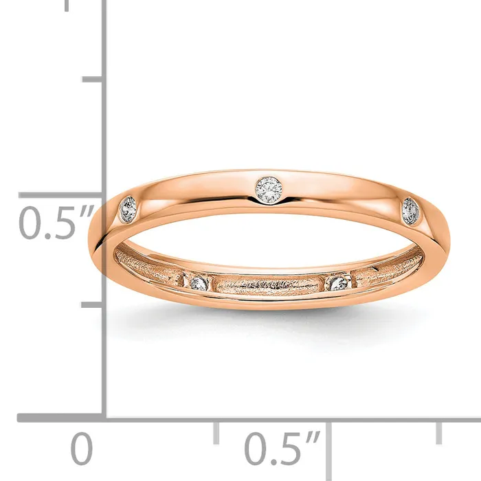 Goldia Rings Solid Real 14k Rose Gold 110CT Polished Bezel Set CZ Eternity Wedding Band Ring