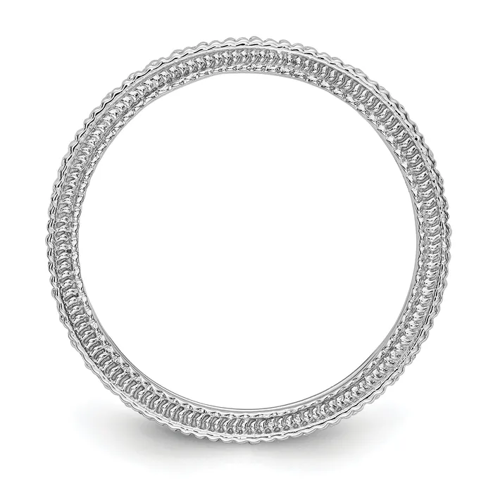 Goldia Rings Solid Real 14k White Gold Polished 13CT Milgrain Edge CZ Eternity Wedding Band Ring