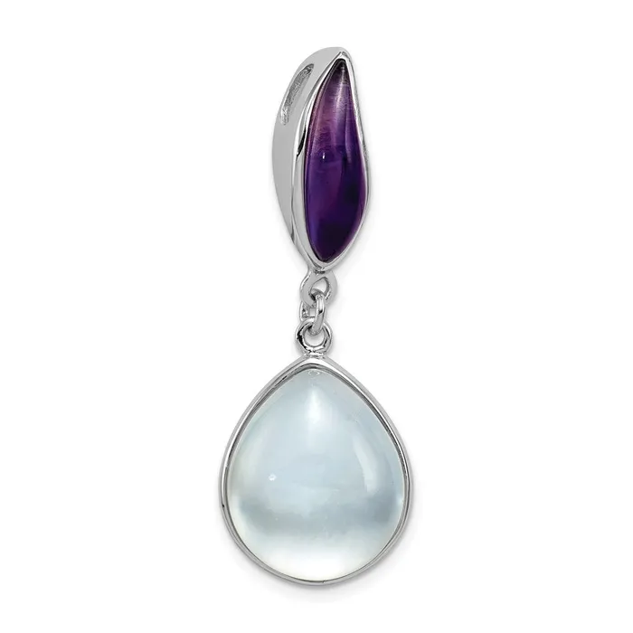 Goldia Rings Sterling Silver Rhodiumplated Amethyst u0026 MOP Teardrop Slide Goldia Rings Sterling Silver Rhodiumplated Amethyst u0026 MOP Teardrop Slide