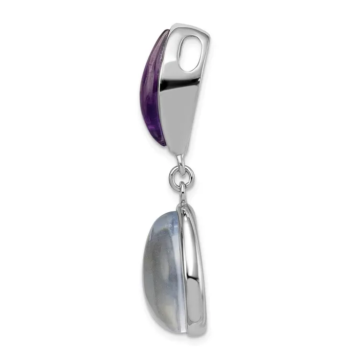 Goldia Rings Sterling Silver Rhodiumplated Amethyst u0026 MOP Teardrop Slide