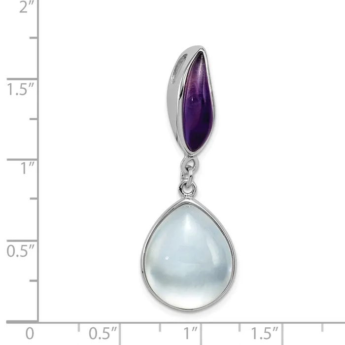 Goldia Rings Sterling Silver Rhodiumplated Amethyst u0026 MOP Teardrop Slide