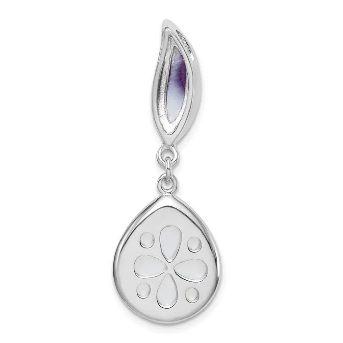 Goldia Rings Sterling Silver Rhodiumplated Amethyst u0026 MOP Teardrop Slide