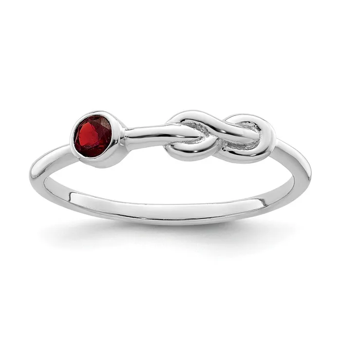 Goldia Rings Sterling Silver Rhodiumplated Polished Infinity Garnet Ring