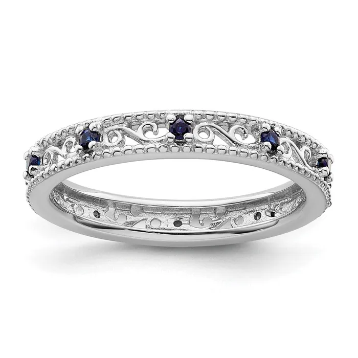 Goldia Rings Sterling Silver Stackable Expressions Created Sapphire Ring