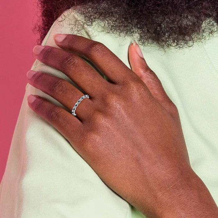 Goldia Rings Sterling Silver Stackable Expressions Created Sapphire Ring