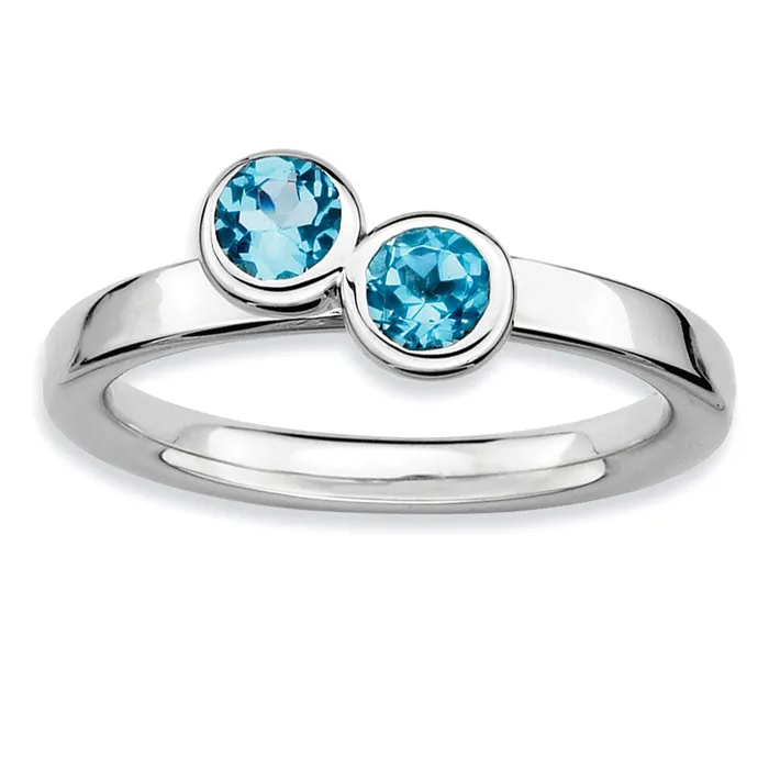 Goldia Rings Sterling Silver Stackable Expressions Dbl Round Blue Topaz Ring Goldia Rings Sterling Silver Stackable Expressions Dbl Round Blue Topaz Ring