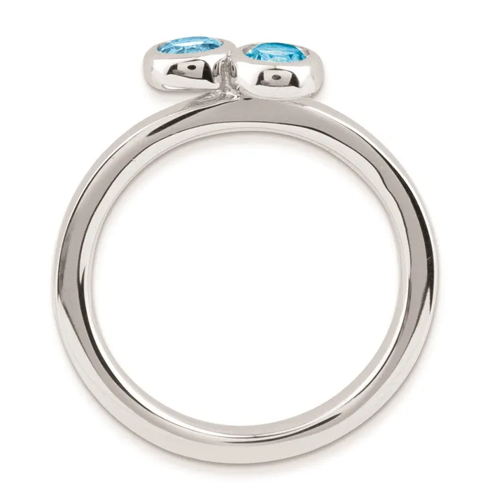 Goldia Rings Sterling Silver Stackable Expressions Dbl Round Blue Topaz Ring