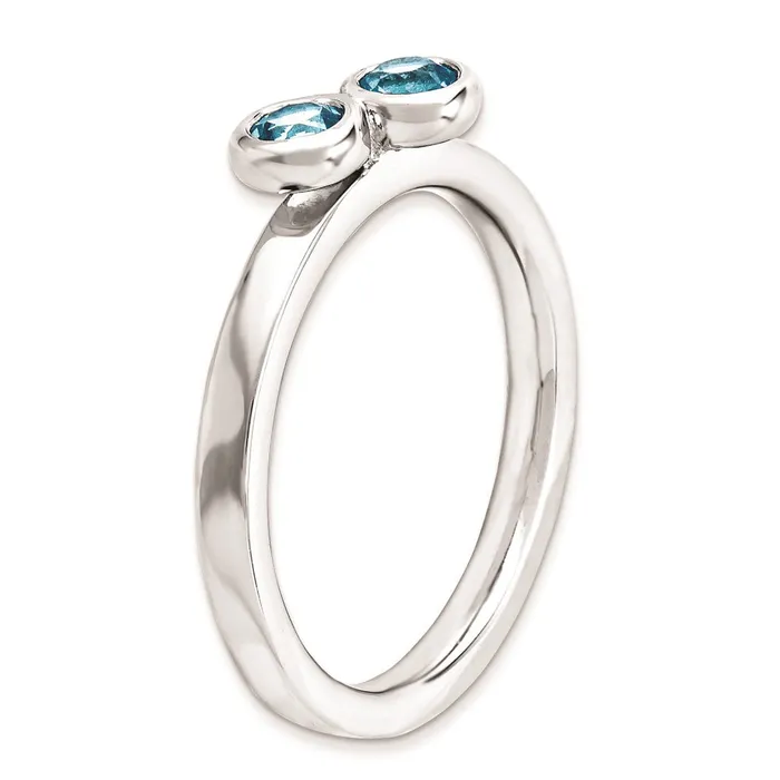 Goldia Rings Sterling Silver Stackable Expressions Dbl Round Blue Topaz Ring