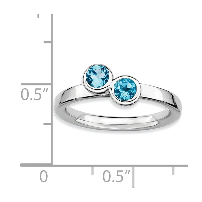 Goldia Rings Sterling Silver Stackable Expressions Dbl Round Blue Topaz Ring