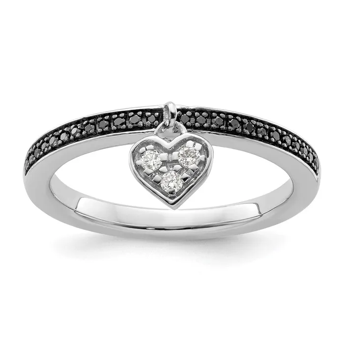 Goldia Rings Sterling Silver Stackable Expressions Heart Black u0026 White Diamond Ring Goldia Rings Sterling Silver Stackable Expressions Heart Black u0026 White Diamond Ring