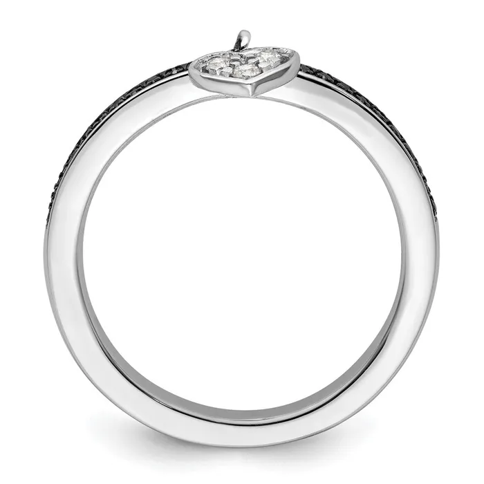 Goldia Rings Sterling Silver Stackable Expressions Heart Black u0026 White Diamond Ring