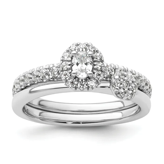 Goldia Rings Two Promises 14k White Gold 58 Ct Lab Grown Diamond VSSI G Petite Halo Engagement Ring