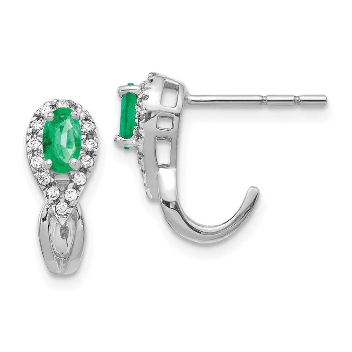 Goldia Solid 14k White Gold 18Ct Simulated CZ and Emerald Earrings Earrings Goldia Solid 14k White Gold 18Ct Simulated CZ and Emerald Earrings Earrings