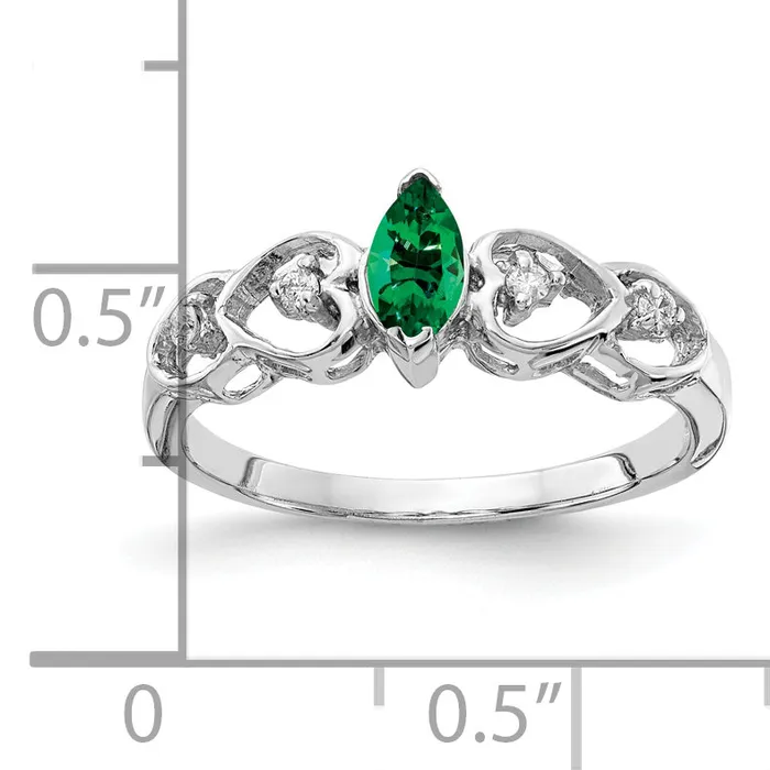 Goldia Solid 14k White Gold 6x3mm Marquise Mount St Helens AA Simulated CZ Ring Rings