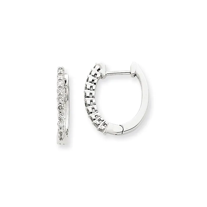 Goldia Solid 14k White Gold AA Simulated CZ Hinged Hoop Earrings Earrings Goldia Solid 14k White Gold AA Simulated CZ Hinged Hoop Earrings Earrings