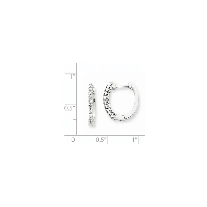 Goldia Solid 14k White Gold AA Simulated CZ Hinged Hoop Earrings Earrings