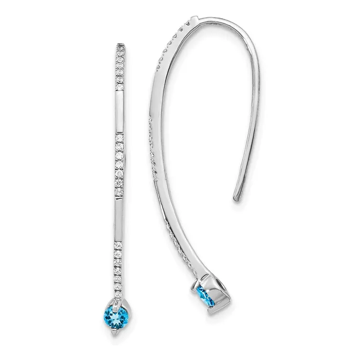 Goldia Solid 14k White Gold Simulated CZ and Blue Topaz Earrings Earrings Goldia Solid 14k White Gold Simulated CZ and Blue Topaz Earrings Earrings