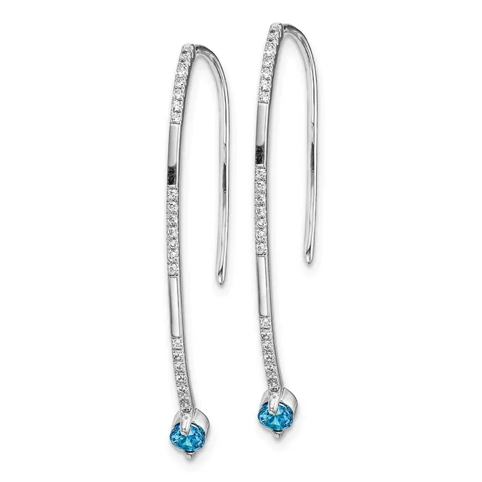 Goldia Solid 14k White Gold Simulated CZ and Blue Topaz Earrings Earrings