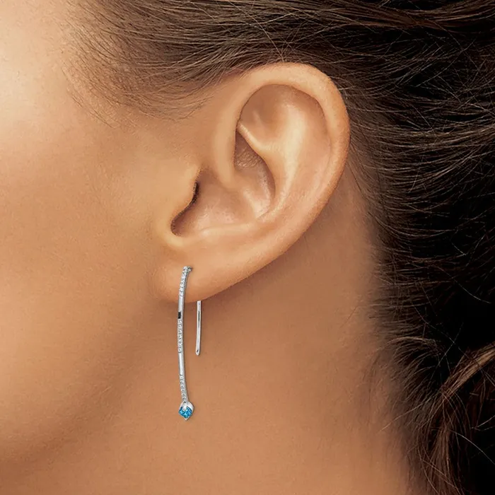 Goldia Solid 14k White Gold Simulated CZ and Blue Topaz Earrings Earrings