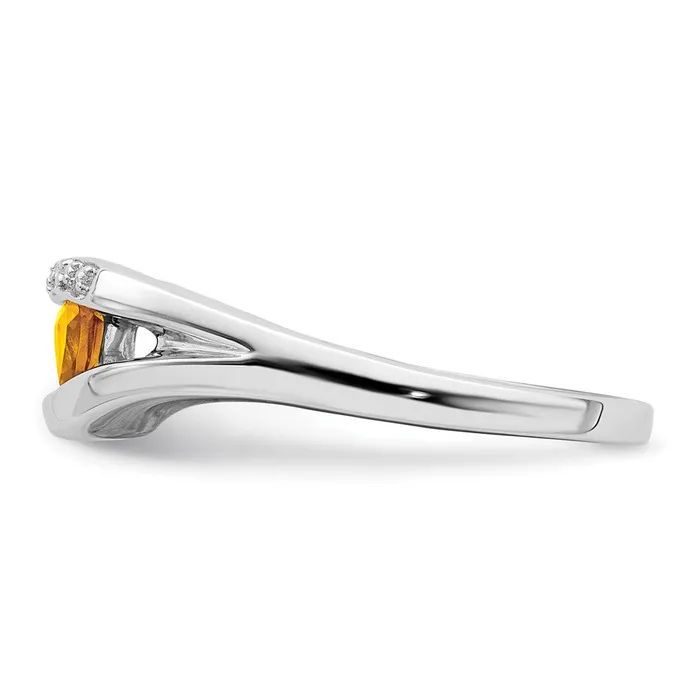 Goldia Solid 14k White Gold Trillion Simulated Citrine and CZ Ring Rings