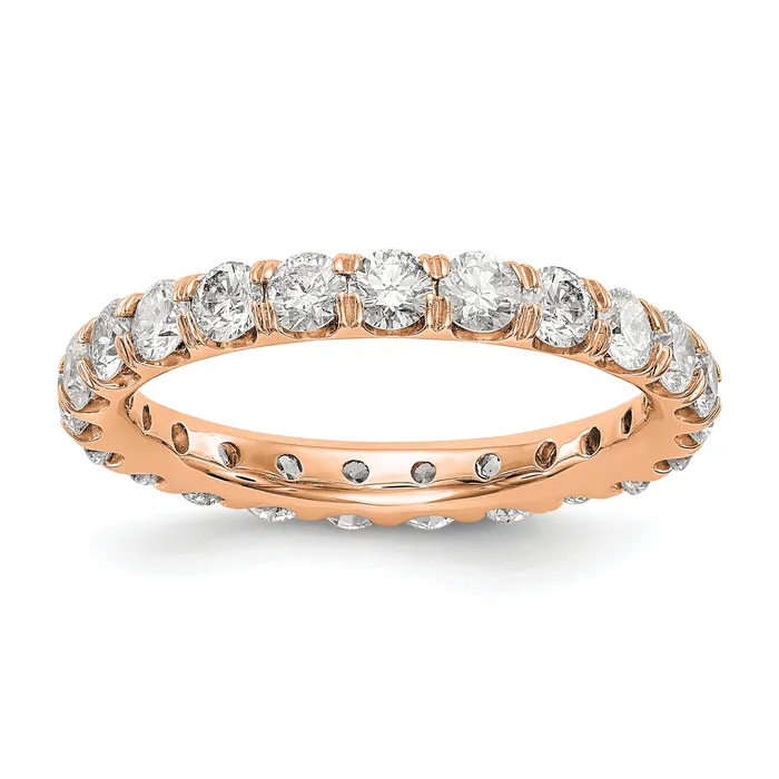 Goldia Solid Real 14k Rose Gold Polished U Shared Prong 2ct CZ Eternity Wedding Band Ring Rings Goldia Solid Real 14k Rose Gold Polished U Shared Prong 2ct CZ Eternity Wedding Band Ring Rings