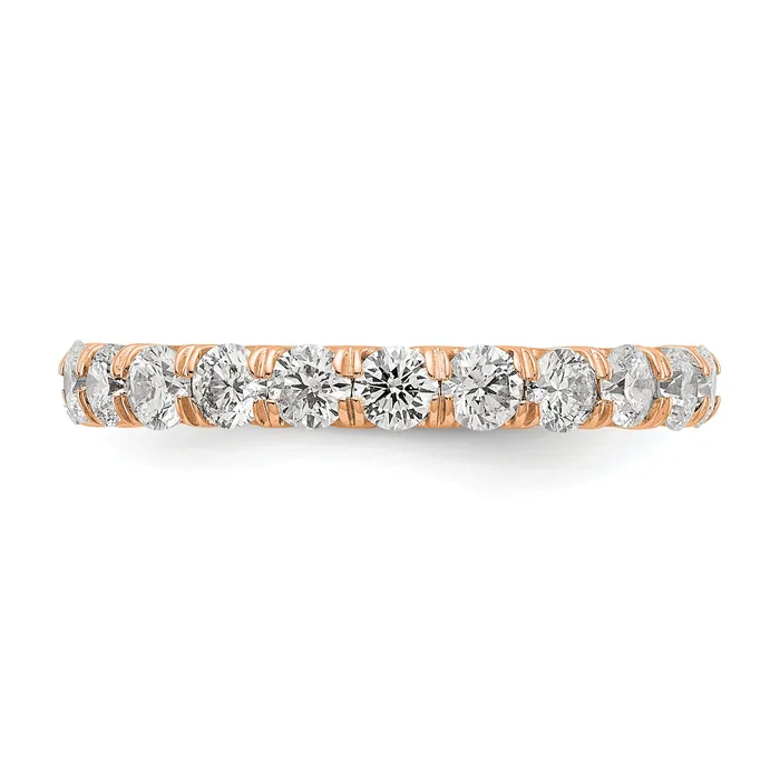 Goldia Solid Real 14k Rose Gold Polished U Shared Prong 2ct CZ Eternity Wedding Band Ring Rings
