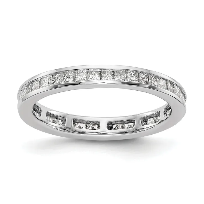 Goldia Solid Real 14k White Gold Polished 3ct Princess Channel Set CZ Eternity Wedding Band Ring Rings Goldia Solid Real 14k White Gold Polished 3ct Princess Channel Set CZ Eternity Wedding Band Ring Rings