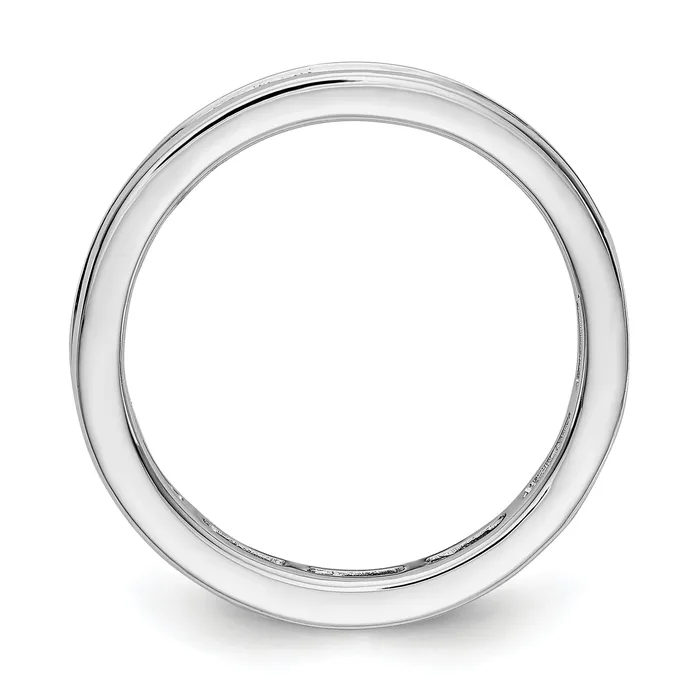 Goldia Solid Real 14k White Gold Polished 3ct Princess Channel Set CZ Eternity Wedding Band Ring Rings