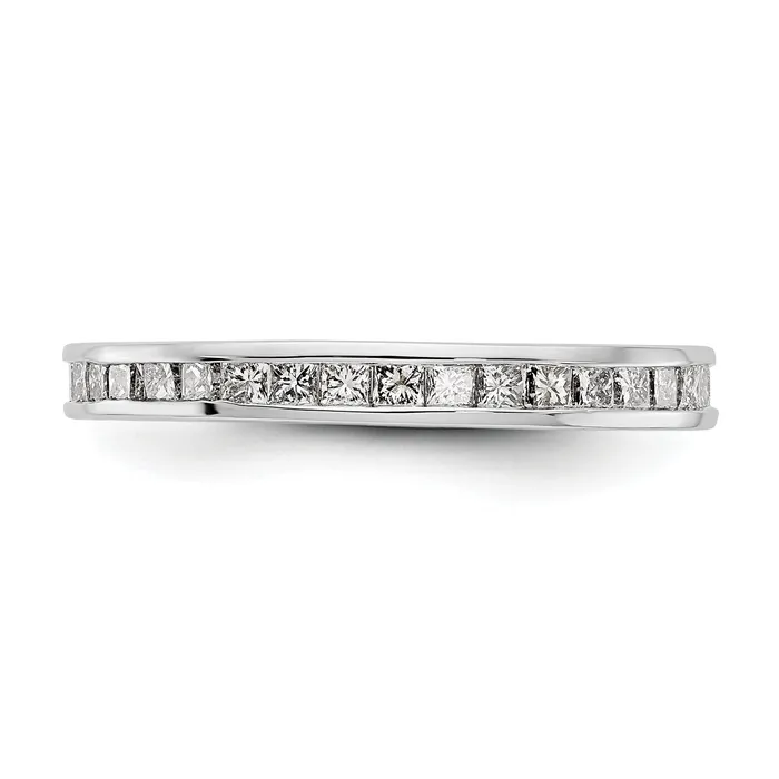 Goldia Solid Real 14k White Gold Polished 3ct Princess Channel Set CZ Eternity Wedding Band Ring Rings