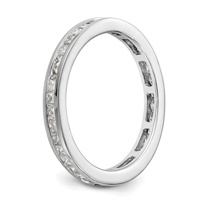 Goldia Solid Real 14k White Gold Polished 3ct Princess Channel Set CZ Eternity Wedding Band Ring Rings