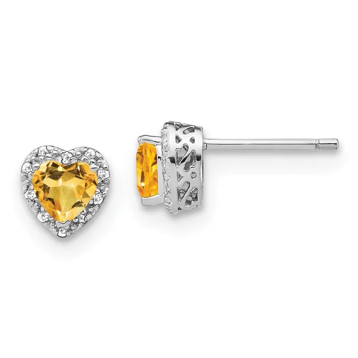 Goldia Sterling Silver Citrine and Real Diamond Earrings Earrings