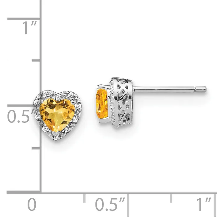 Goldia Sterling Silver Citrine and Real Diamond Earrings Earrings