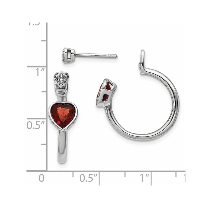 Goldia Sterling Silver Diamond u0026 Garnet Heart Front u0026 Back Post Earrings Earrings