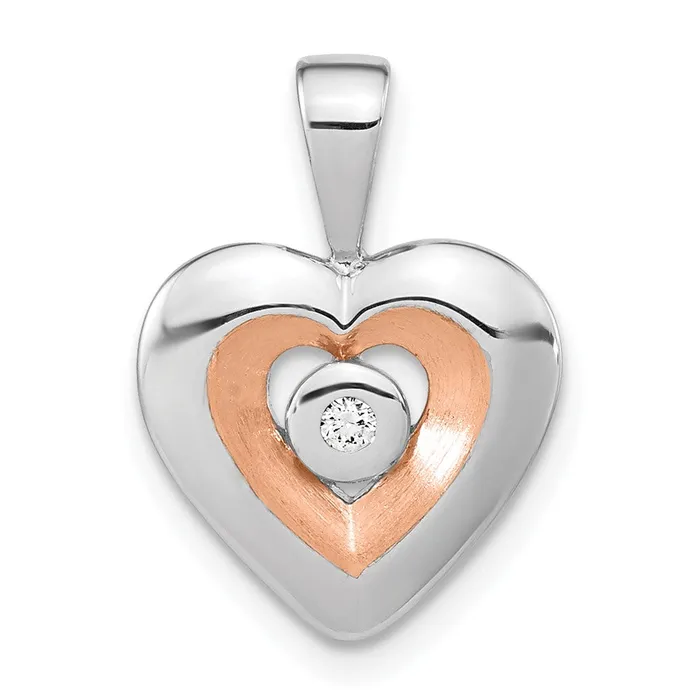Goldia Sterling Silver RHplated u0026 Rose Goldplated Diamond Heart Pendant Necklaces Goldia Sterling Silver RHplated u0026 Rose Goldplated Diamond Heart Pendant Necklaces