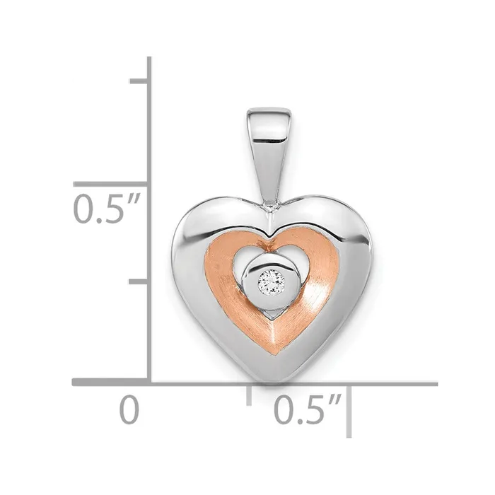 Goldia Sterling Silver RHplated u0026 Rose Goldplated Diamond Heart Pendant Necklaces