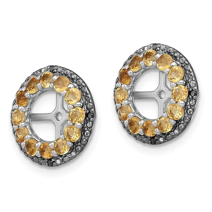 Goldia Sterling Silver Rhodium Citrine u0026 Black Sapphire Earring Jacket Earrings