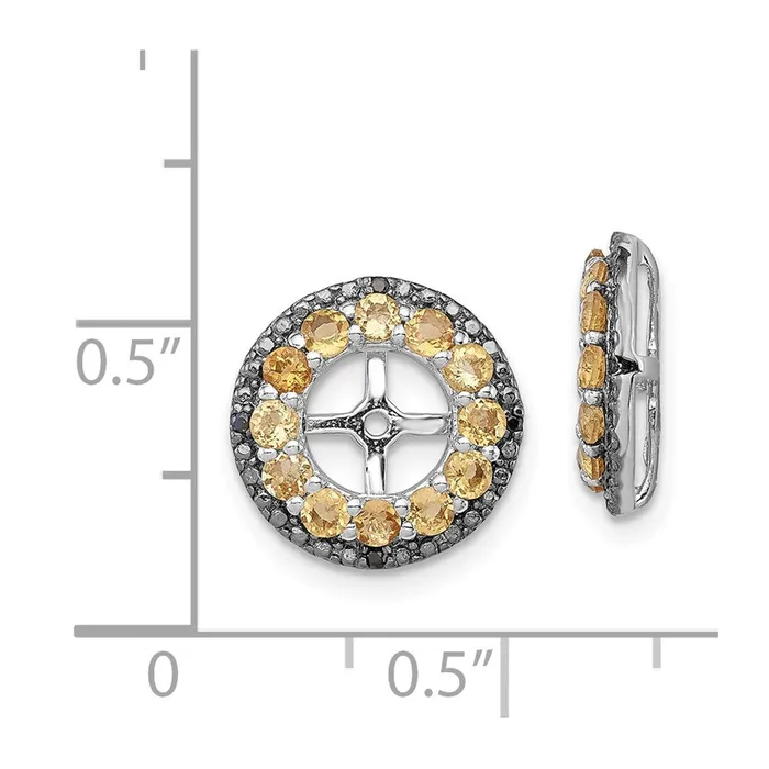 Goldia Sterling Silver Rhodium Citrine u0026 Black Sapphire Earring Jacket Earrings