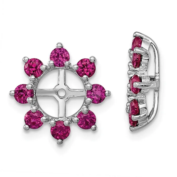 Goldia Sterling Silver Rhodium Created Ruby Earring Jacket Earrings