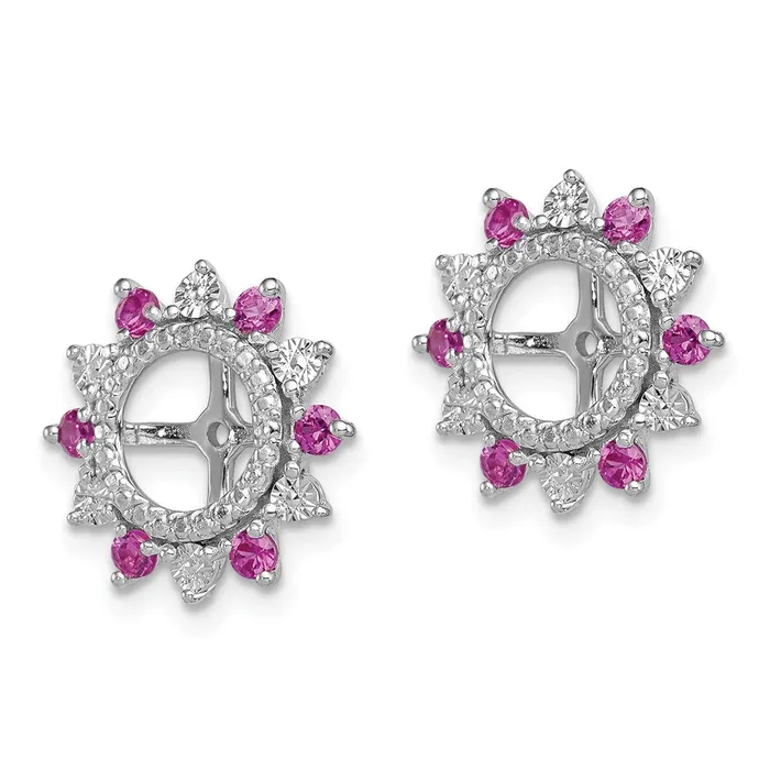 Goldia Sterling Silver Rhodium Created Ruby Earring Jacket Earrings