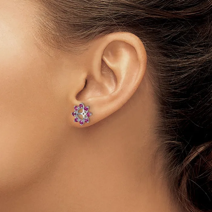 Goldia Sterling Silver Rhodium Created Ruby Earring Jacket Earrings