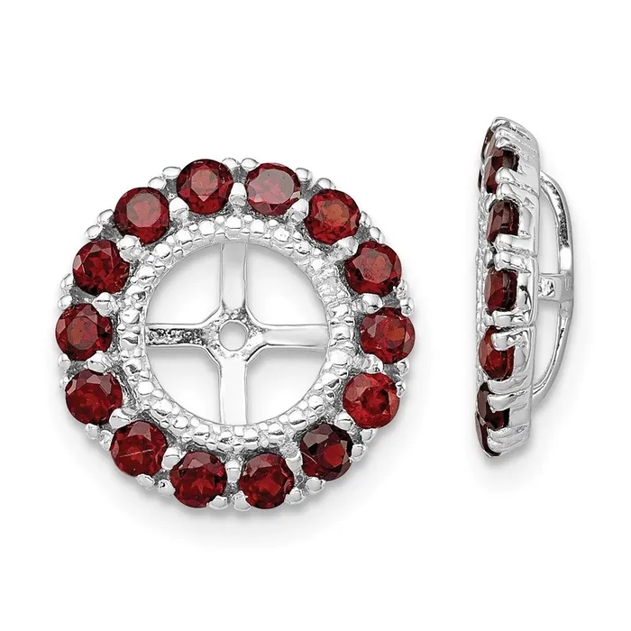 Goldia Sterling Silver Rhodium Diamond u0026 Garnet Earring Jacket Earrings