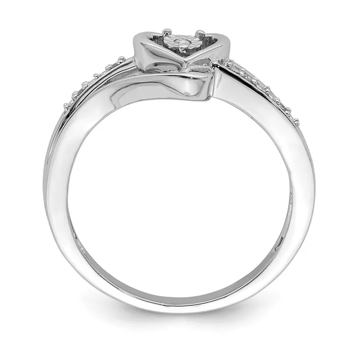 Goldia Sterling Silver Rhodium Plated Diamond Heart Ring Rings