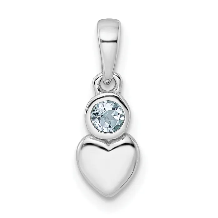 Goldia Sterling Silver Rhodiumplated Polished Aquamarine Heart Pendant Necklaces Goldia Sterling Silver Rhodiumplated Polished Aquamarine Heart Pendant Necklaces