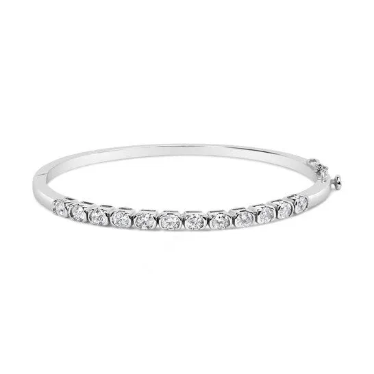 JMS always Bracelets Original 14K White Gold 1 78 Cttw Semi Bezel Set Diamond Floral Cluster Bangle Bracelet HI Color SI1SI2 Clarity JMS always Bracelets Original 14K White Gold 1 78 Cttw Semi Bezel Set Diamond Floral Cluster Bangle Bracelet HI Color SI1SI2 Clarity