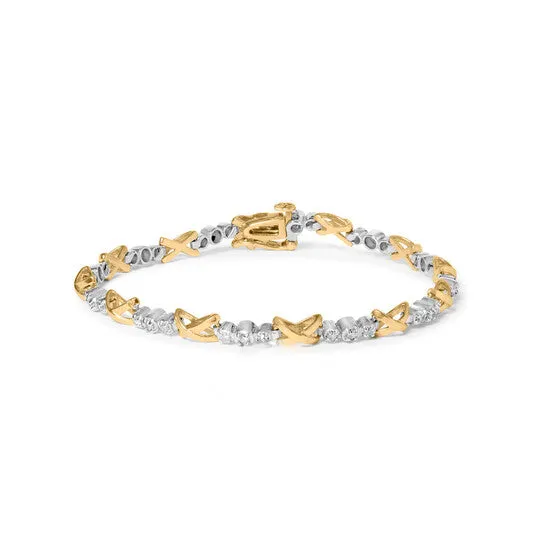 JMS always Bracelets Original Haus of Brilliance 10K TwoTone Gold 12 Cttw Diamond Alternating 3 Stone and XLink 7 Bracelet IJ Color I2I3 Clarity JMS always Bracelets Original Haus of Brilliance 10K TwoTone Gold 12 Cttw Diamond Alternating 3 Stone and XLink 7 Bracelet IJ Color I2I3 Clarity