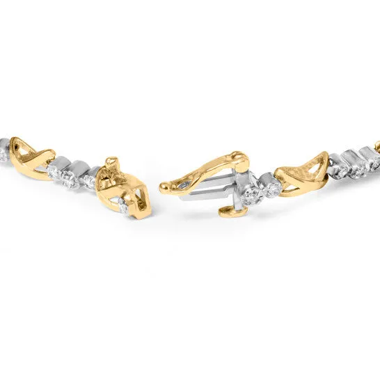 JMS always Bracelets Original Haus of Brilliance 10K TwoTone Gold 12 Cttw Diamond Alternating 3 Stone and XLink 7 Bracelet IJ Color I2I3 Clarity